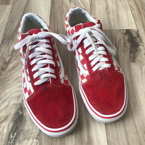 red white checkered vans